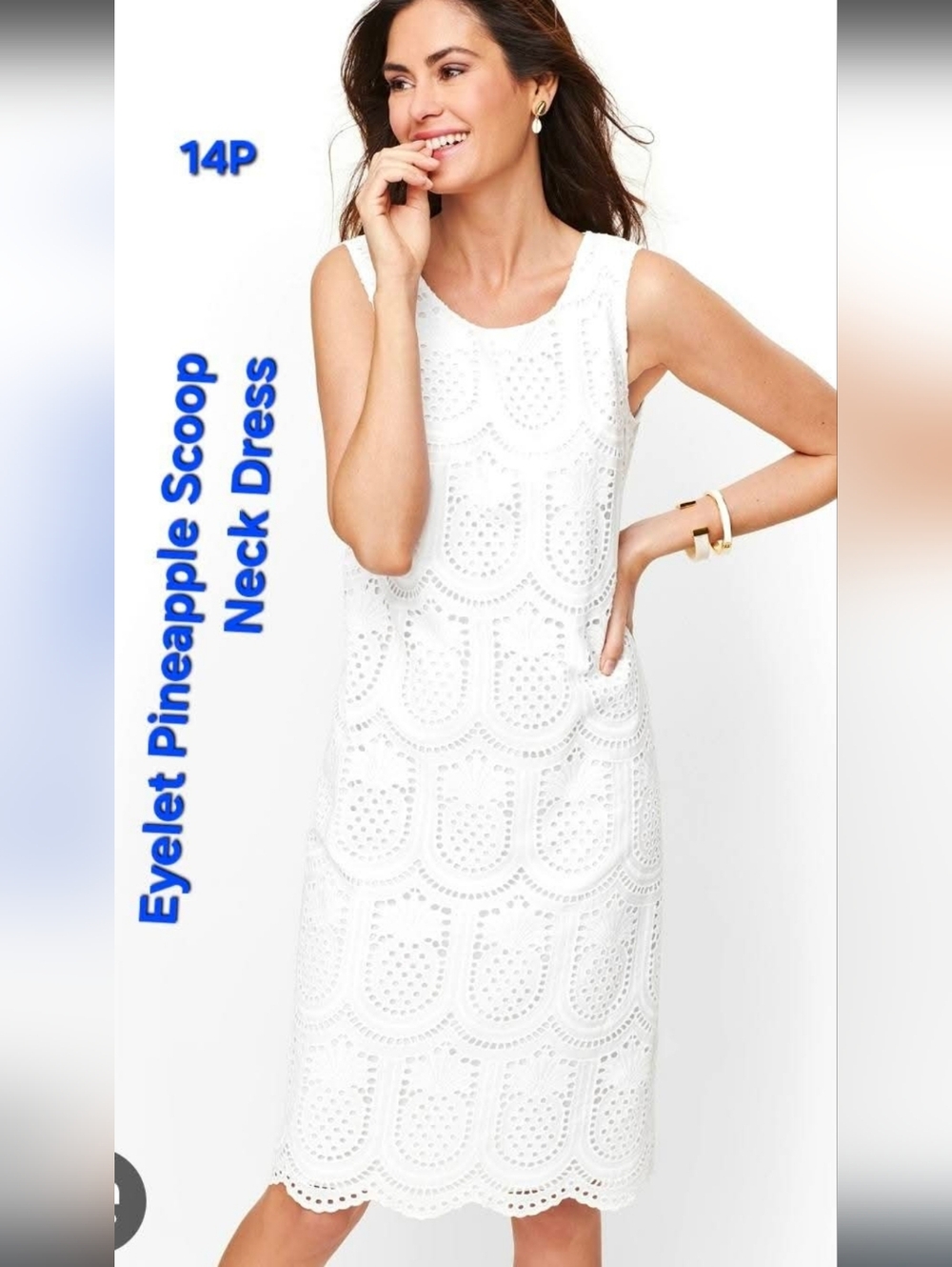 Talbots 14P White Eyelet Dress, NEW W TAGS!